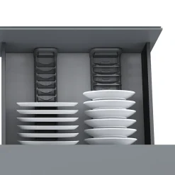 Emuca Orderbox Porte-assiettes pour tiroir, 120x470mm, Aluminium et Plastique, Gris antracite