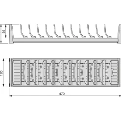 Emuca Orderbox Porte-assiettes pour tiroir, 120x470mm, Aluminium et Plastique, Gris antracite