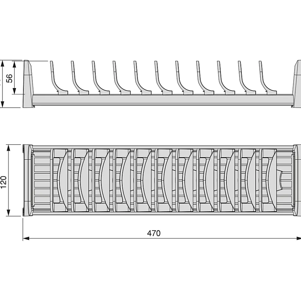Emuca Orderbox Porte-assiettes pour tiroir, 120x470mm, Aluminium et Plastique, Gris antracite