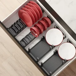 Emuca Orderbox porte-assiettes vertical pour tiroir, 159x468mm, Aluminium et Plastique, Gris antracite