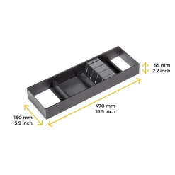 Emuca Orderbox Porte-couteau pour tiroir, 150x470mm, Acier et Bois, Gris antracite