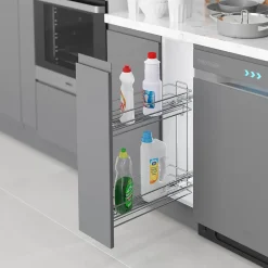 Emuca Porte-bouteilles extractible Suprastar avec fermeture amortie, module 200mm, acier, chromé