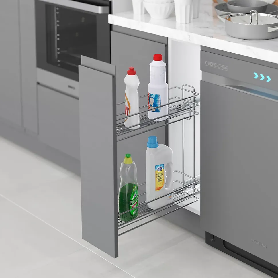 Emuca Porte-bouteilles extractible Suprastar avec fermeture amortie, module 200mm, acier, chromé