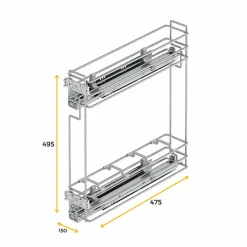 Emuca Porte-bouteilles extractible Suprastar avec fermeture amortie, module 200mm, acier, chromé
