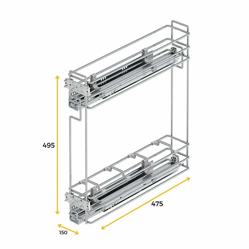Emuca Porte-bouteilles extractible Suprastar avec fermeture amortie, module 200mm, acier, chromé