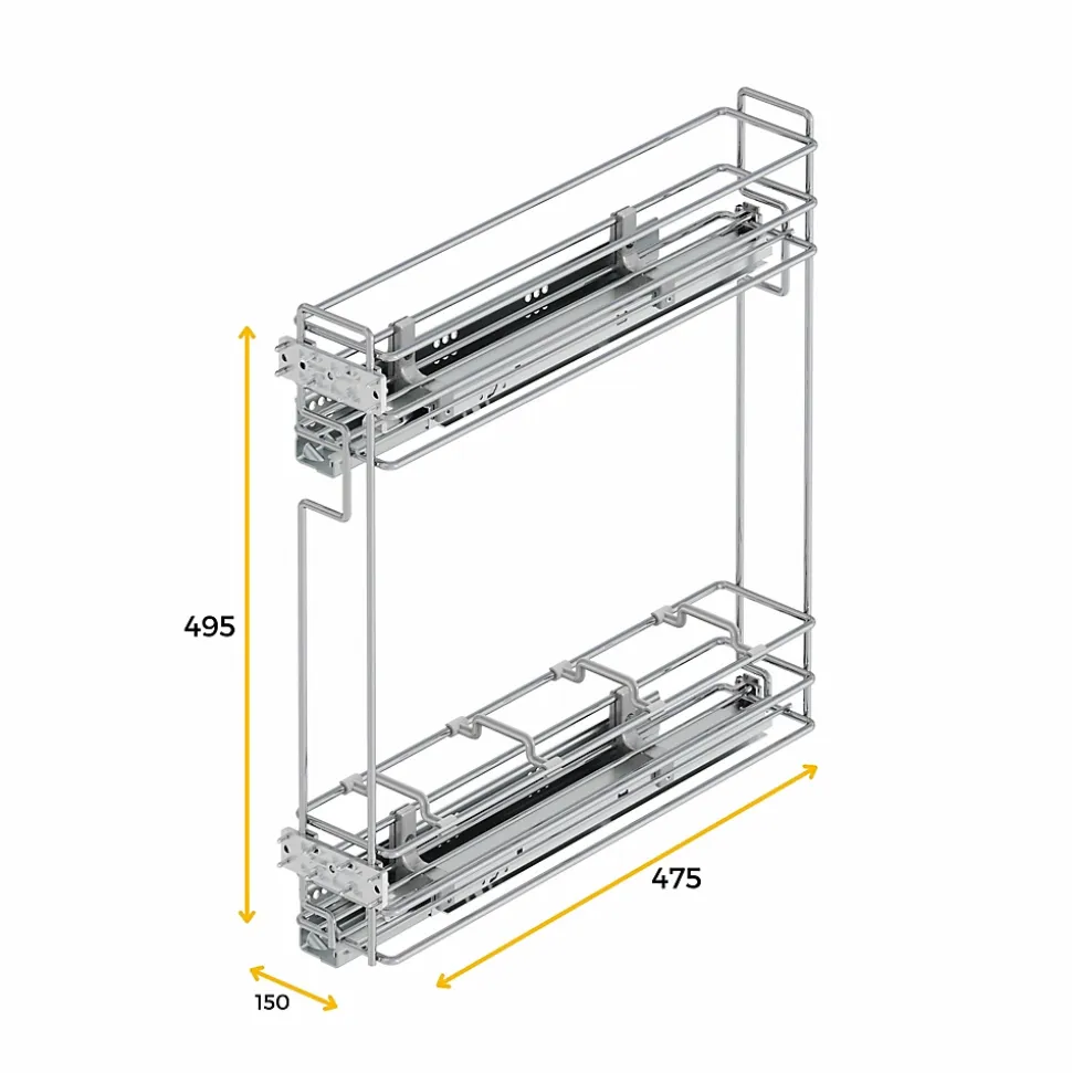 Emuca Porte-bouteilles extractible Suprastar avec fermeture amortie, module 200mm, acier, chromé