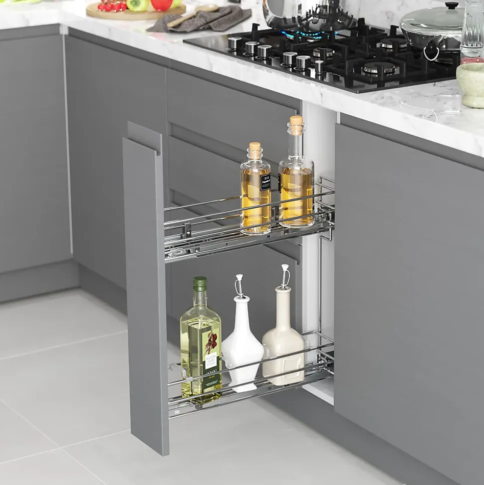 Emuca Porte-bouteilles extractible Suprastar avec fermeture amortie, module 150mm, acier, chromé