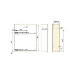 Emuca porte-bouteilles latéral extractible TitaneMax, avec fermeture amortie, module 200mm, Acier, Gris antracite