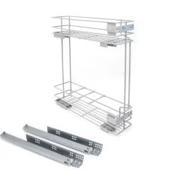 Emuca Porte-bouteilles latéral extractible Supra avec fermeture amortie, module 150mm, Acier, Peint aluminium