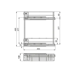 Emuca Porte-bouteilles latéral extractible Supra avec fermeture amortie, module 150mm, Acier, Peint aluminium