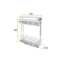 Emuca Porte-bouteilles latéral extractible Supra avec fermeture amortie, module 150mm, Acier, Peint aluminium