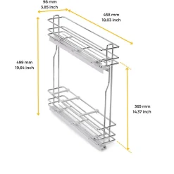 Emuca Porte-bouteilles latéral extractible SupraMax avec fermeture amortie, module 150mm, acier, chromé