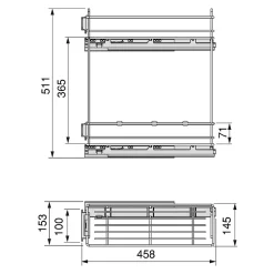 Emuca porte-bouteilles latéral extractible TitaneMax, avec fermeture amortie, module 200mm, Acier, Chromé