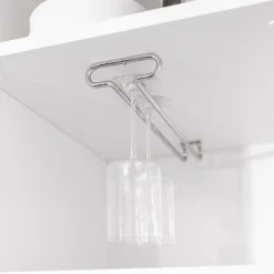 Emuca Porte-verres pour meubles à 1 rangée, longueur 410mm, Acier, Chromé