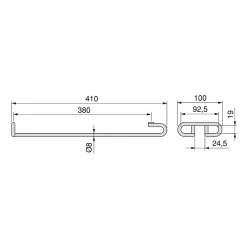 Emuca Porte-verres pour meubles à 1 rangée, longueur 410mm, Acier, Chromé