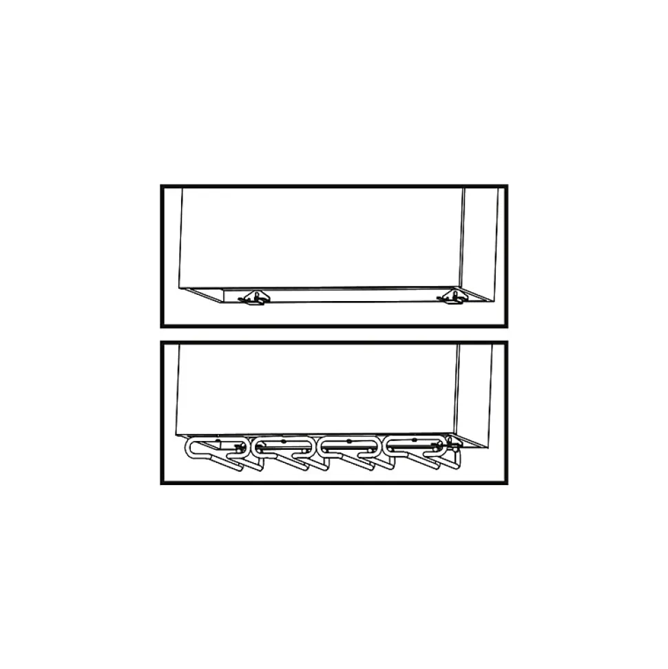 Emuca Porte-verres pour meubles à 4 rangées, longueur 280mm, acier, chromé