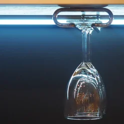 Emuca Porte-verres pour meubles à 1 rangée, longueur 280mm, acier, chromé