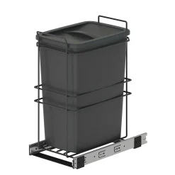 Emuca Poubelle de recyclage Recycle pour cuisine, 35 L, fixation par le bas et extraction manuelle, Plastique gris antracite