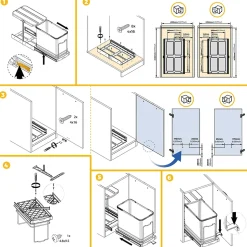 Emuca Poubelle de recyclage Recycle pour cuisine, 24 L, fixation au fond et extraction manuelle/automatique, Plastique gris