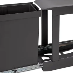 Emuca Poubelles de recyclage pour la cuisine, 2 x 14L, fixation inférieure et extraction automatique, Acier et Plastique, Gris