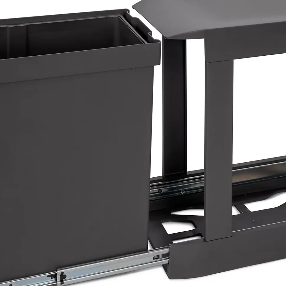 Emuca Poubelles de recyclage pour la cuisine, 2 x 14L, fixation inférieure et extraction automatique, Acier et Plastique, Gris