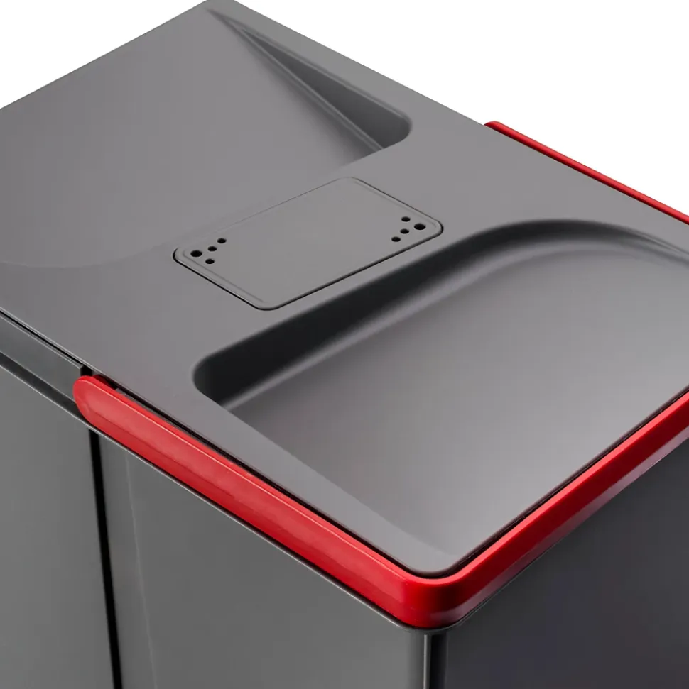 Emuca Poubelles pour tiroir de cuisine Recycle avec couvercle anti-odeurs, Hauteur 216mm, 1x12litres, Plastique gris anthracite