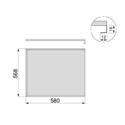 Emuca Protecteur de fond pour meuble de cuisine, 16mm, module 600mm, 568x580mm, Plastique et Aluminium, Aluminium naturel