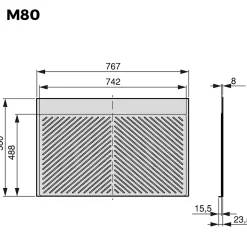Emuca Protecteurs fond pour la cuisine Sink, M80, 767x580mm, épaisseur de la planchet 16mm, découpable, Plastique, Gris antracite