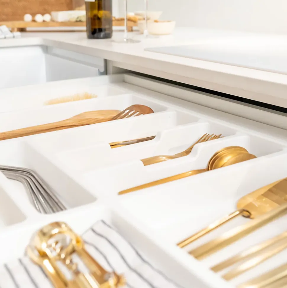 Emuca range-couverts Optima Vertex/Concept, profondeur 500mm, plateau 16mm, module 900mm, Plastique, Blanc