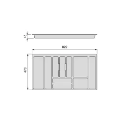 Emuca range-couverts Optima Vertex/Concept, profondeur 500mm, plateau 16mm, module 900mm, Plastique, Blanc