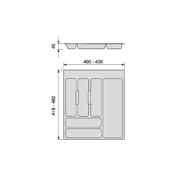 Emuca Range-couverts Optima pour tiroir universel, module 500mm, Plastique, Gris
