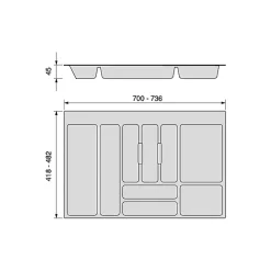 Emuca Range-couverts Optima pour tiroir universel, module 800mm, Plastique, Gris