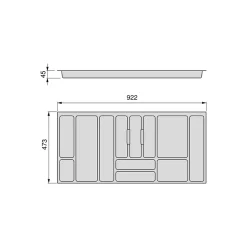 Emuca range-couverts Optima Vertex/Concept, profondeur 500mm, plateau 16mm, module 1.000mm, Plastique, Blanc