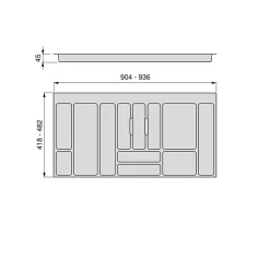 Emuca Range-couverts Optima pour tiroir universel, module 1.000mm, Plastique, Gris