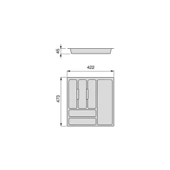 Emuca range-couverts Optima Vertex/Concept, profondeur 500mm, plateau 16mm, module 500mm, Plastique, Gris antracite