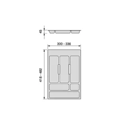 Emuca Range-couverts Optima pour tiroir universel, module 400mm, plastique, gris