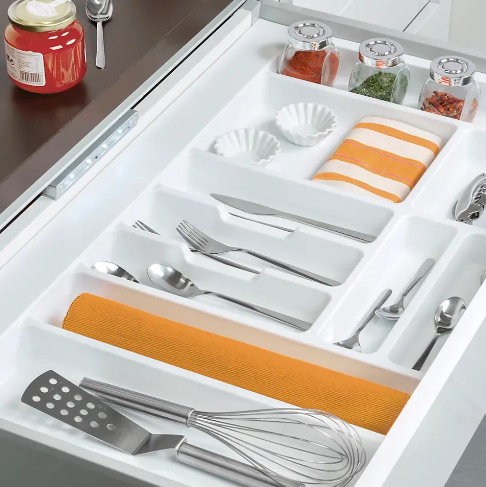 Emuca range-couverts Optima Vertex/Concept, profondeur 500mm, plateau 16mm, module 500mm, Plastique, Blanc