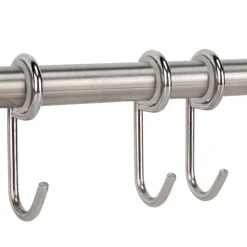 Emuca Support adhésif pour cuisine avec 5 crochets Supra, acier inoxydable