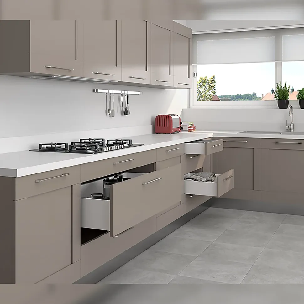 Emuca Tiroir extérieur Concept 30kg hauteur 105mm, profondeur 450mm, Acier, Peint en blanc