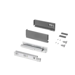 Emuca Tiroir extérieur Protone 30kg , coulisses à sortie totale et fermeture amortie, hauteur 93mm, profondeur 270mm, Acier, Gris