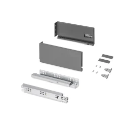 Emuca Tiroir extérieur Protone 30kg , coulisses à sortie totale et fermeture amortie, hauteur 131mm, profondeur 300mm, Acier, Gris