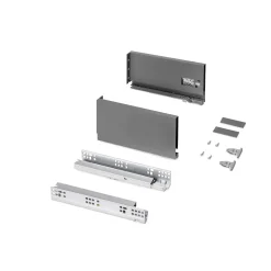 Emuca Tiroir extérieur Protone 30kg , coulisses à sortie totale et fermeture amortie, hauteur 131mm, profondeur 270mm, Acier, Gris