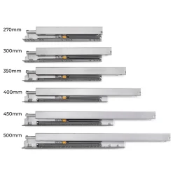 Emuca Tiroir extérieur Protone 30kg , coulisses à sortie totale et fermeture amortie, hauteur 93mm, profondeur 350mm, Acier, Gris