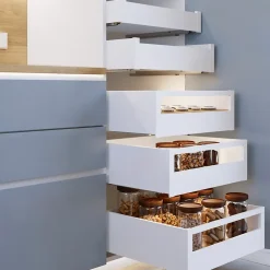 Emuca Tiroir extérieur Protone 30kg , coulisses à sortie totale et fermeture amortie, hauteur 178mm, profondeur 450mm, Acier,