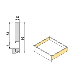 Emuca Tiroir extérieur Protone 30kg , coulisses à sortie totale et fermeture amortie, hauteur 93mm, profondeur 450mm, Acier, Gris