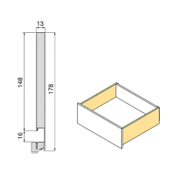 Emuca Tiroir extérieur Protone 30kg , coulisses à sortie totale et fermeture amortie, hauteur 178mm, profondeur 350mm, Acier, Gris