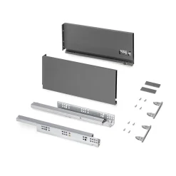 Emuca Tiroir extérieur Protone 30kg , coulisses à sortie totale et fermeture amortie, hauteur 178mm, profondeur 400mm, Acier, Gris