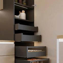 Emuca Tiroir extérieur Protone 30kg , coulisses à sortie totale et fermeture amortie, hauteur 93mm, profondeur 500mm, Acier, Gris