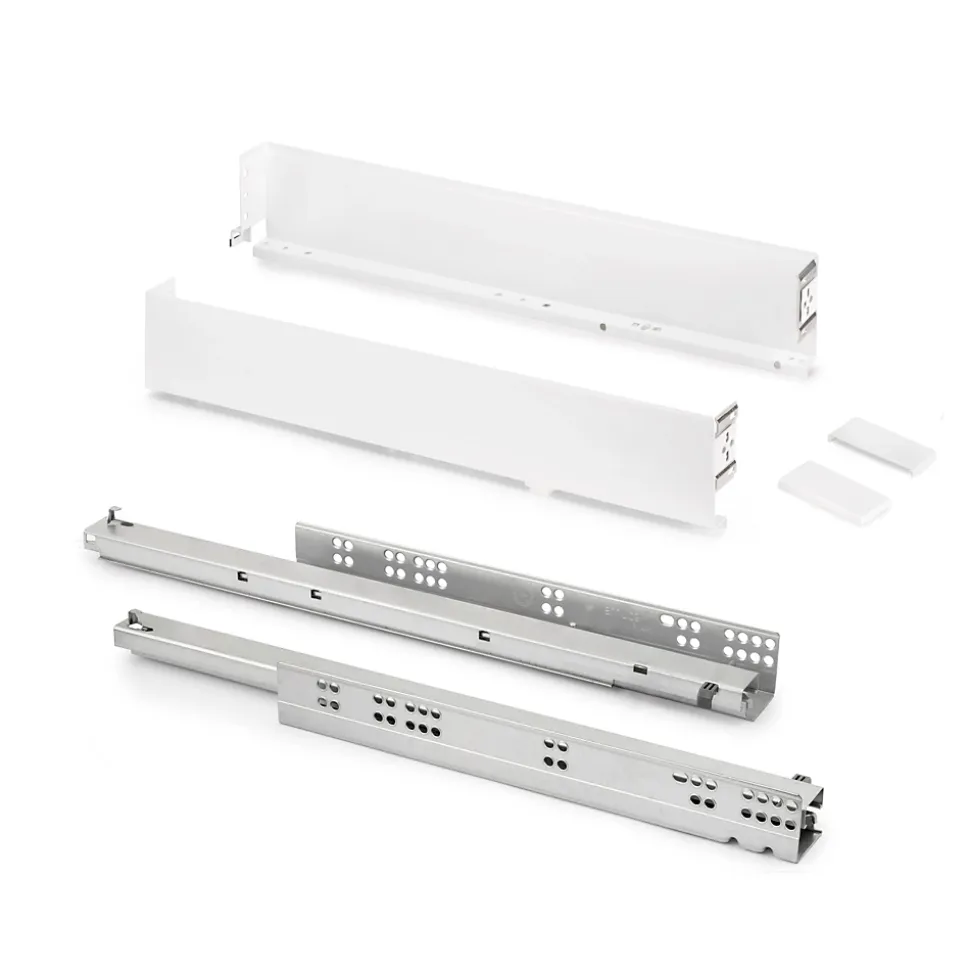 Emuca Tiroir extérieur Simplex 25kg hauteur 88mm, profondeur 490mm, acier, peint en blanc