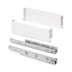 Emuca Tiroir extérieur Simplex 25kg hauteur 122mm, profondeur 440mm, acier, peint en blanc